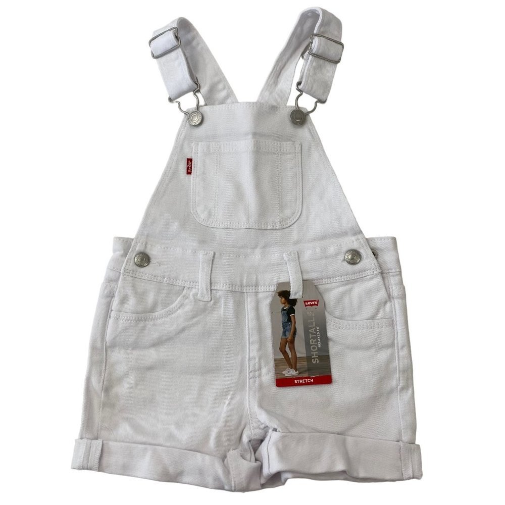Levi's White Denim Jean Shortalls Overall Shorts Buckle Strap Toddler 2T 3T 4T